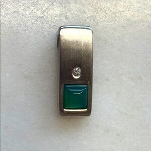 Sterling Silver Pendant with Green Lucite, crystal, etc